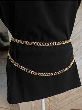 Women Fashion Gold Metal Chain Link Size XL